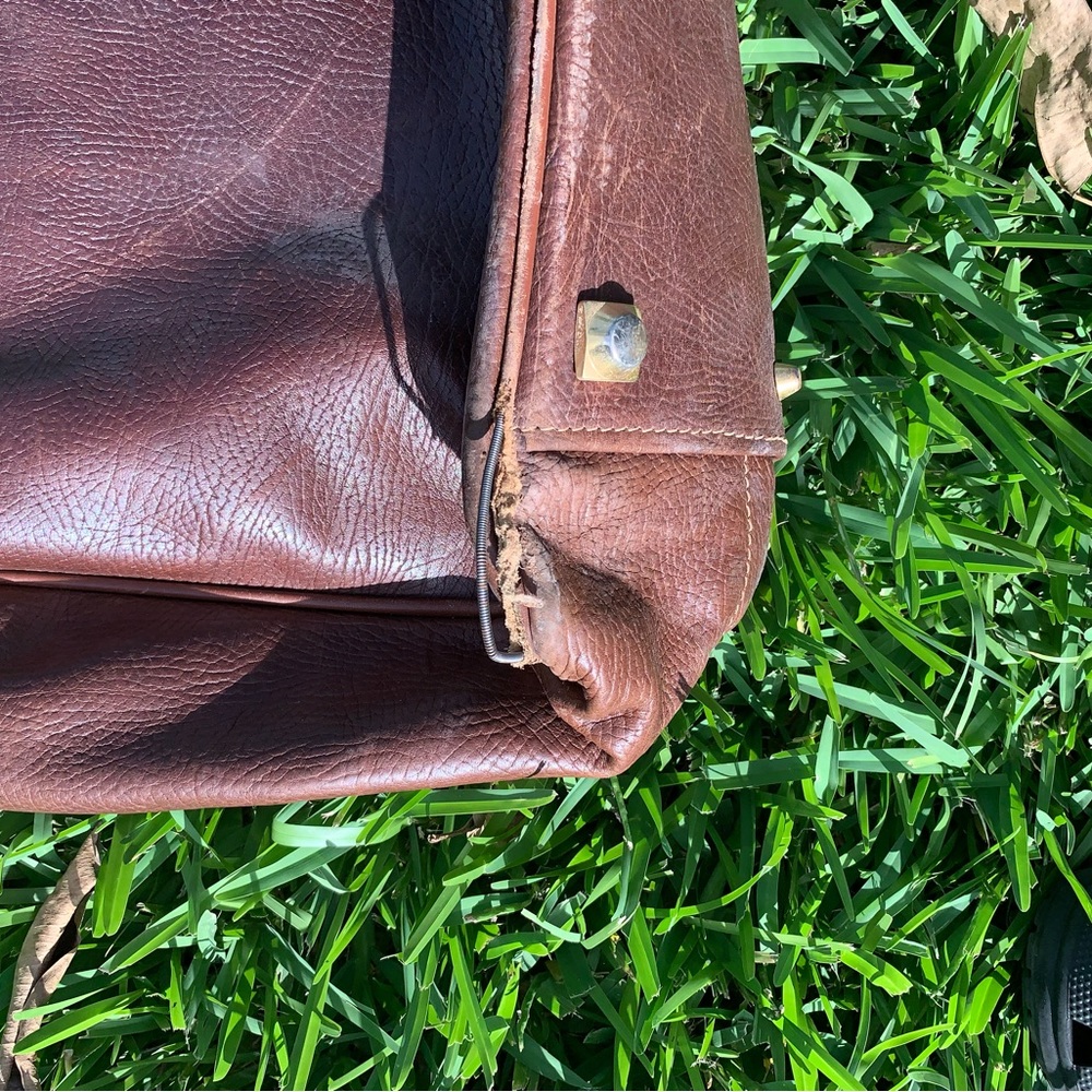 GUCCI Brown Leather Travel Suitcase Vintage AUTHENTIC - Picture 8 of 9